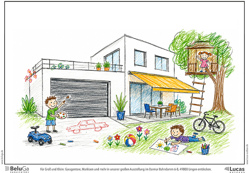 Vorschau: Die ganze Gartenszene, bunt ausgemalt